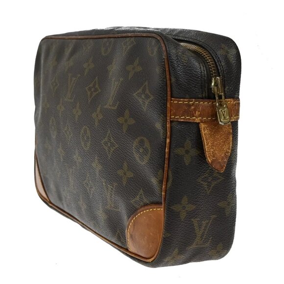 LOUIS VUITTON Compiegne 28 Clutch Hand Bag Monogram Leather Brown - Picture 13 of 16